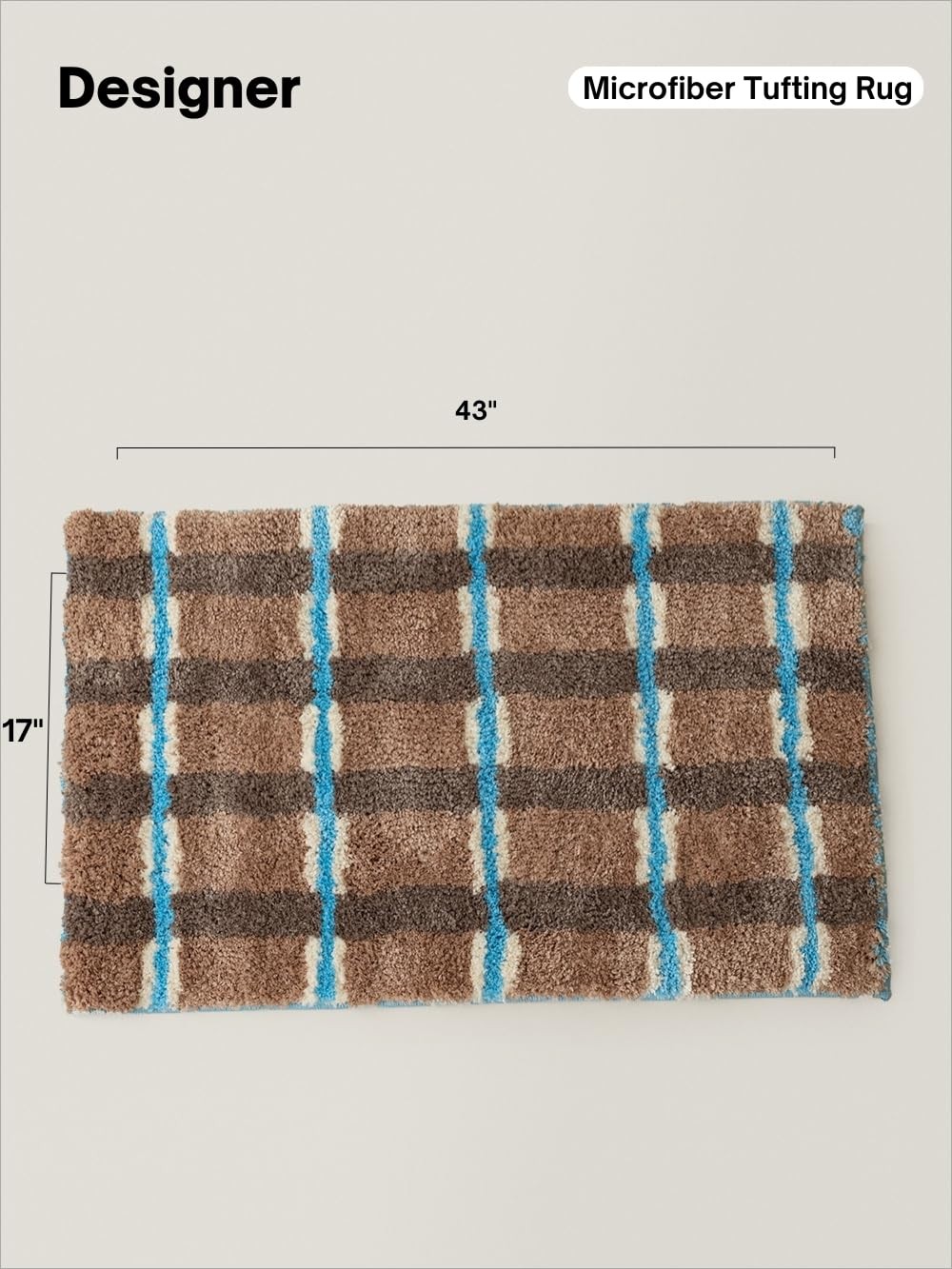 Seasalt Checked Area Rug BrownMicrofiber Absorbent Non-Slip Throw RugTPR Non-…