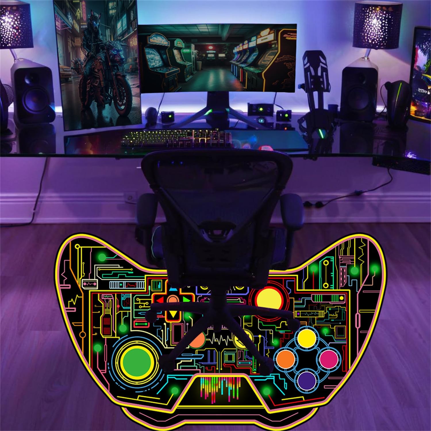 Gamer Rug Boys Room 3×5 Controller Shape Colorful Carpet Teens Playroom