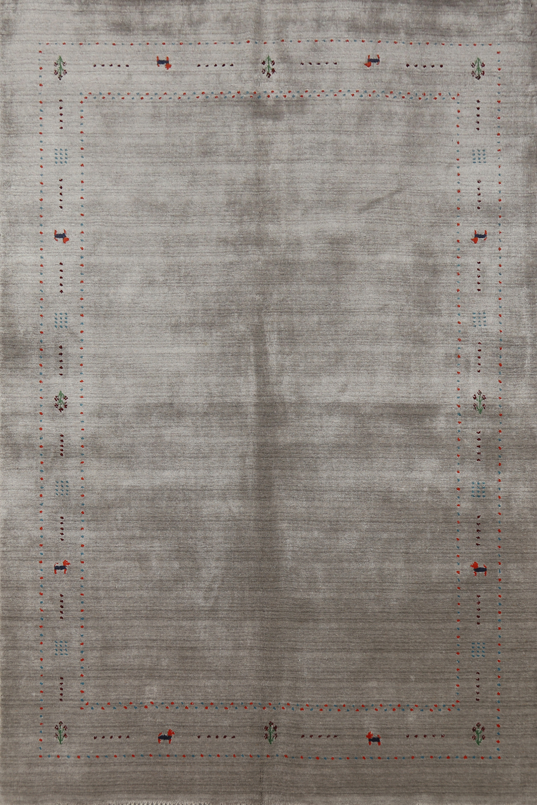 Eye-catching Gabbeh Area Rug Grey Handmade Wool 5×8 ft