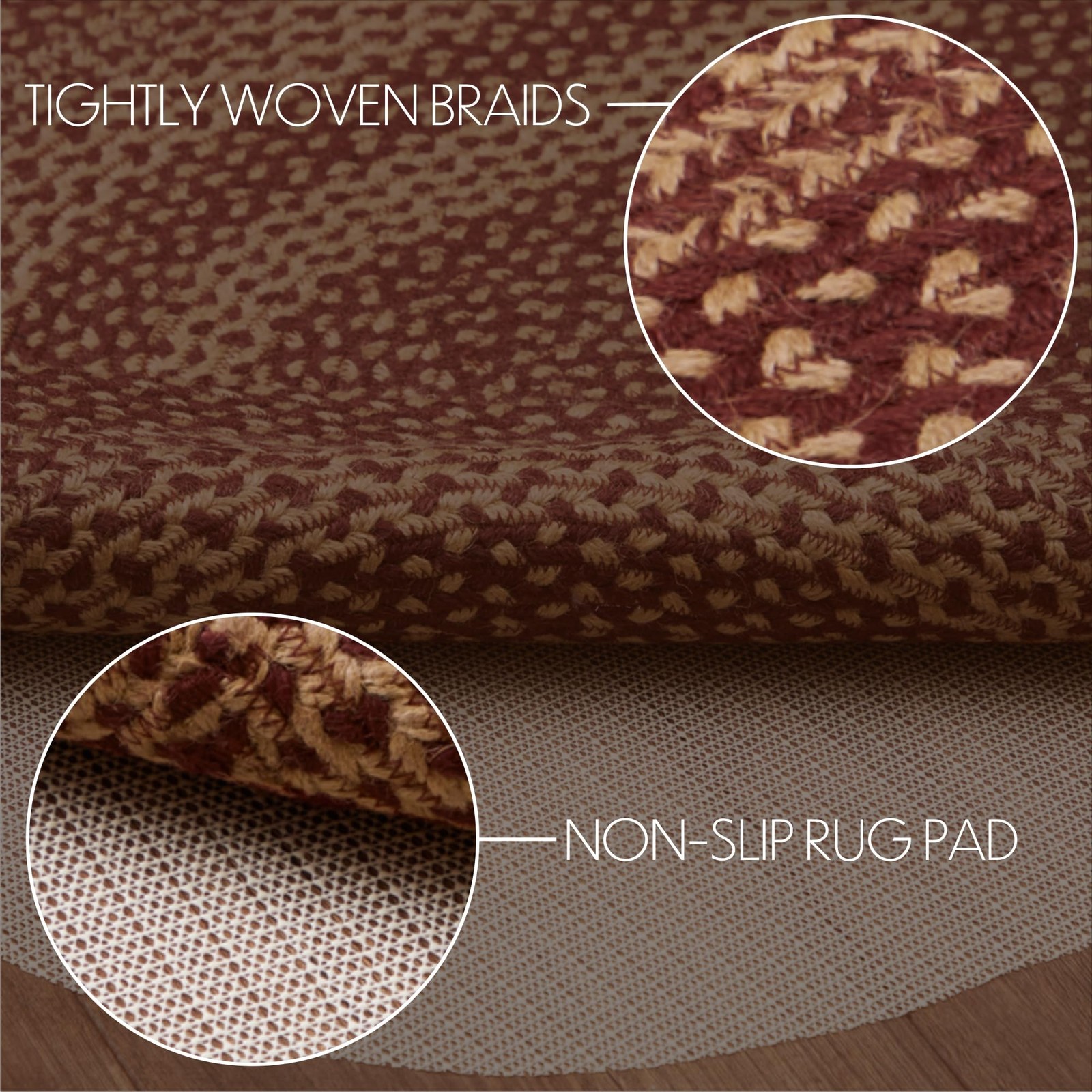 Vhc Brands Burgundy Tan Jute Rug Oval 24X36 70707