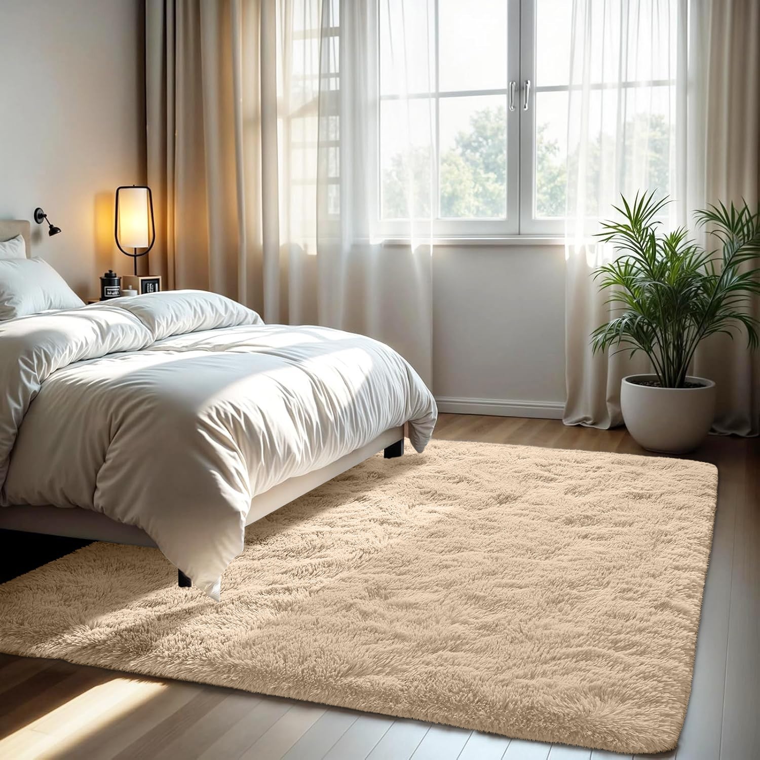 Luxury Soft Shaggy Area Rug Thick Plush Anti-Slip Carpet for Living Room Bedroom