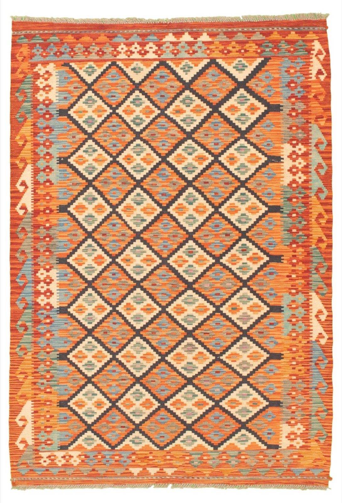 Vintage Hand Woven Area Rug 4’3″ x 6’3″ Traditional Wool Oriental Carpet