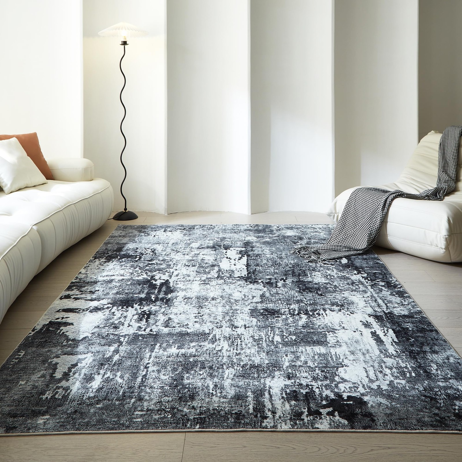 Area Rug 5×7 Washable Soft Faux Wool Non-Slip 0.35” Thick – Perfect for Kids