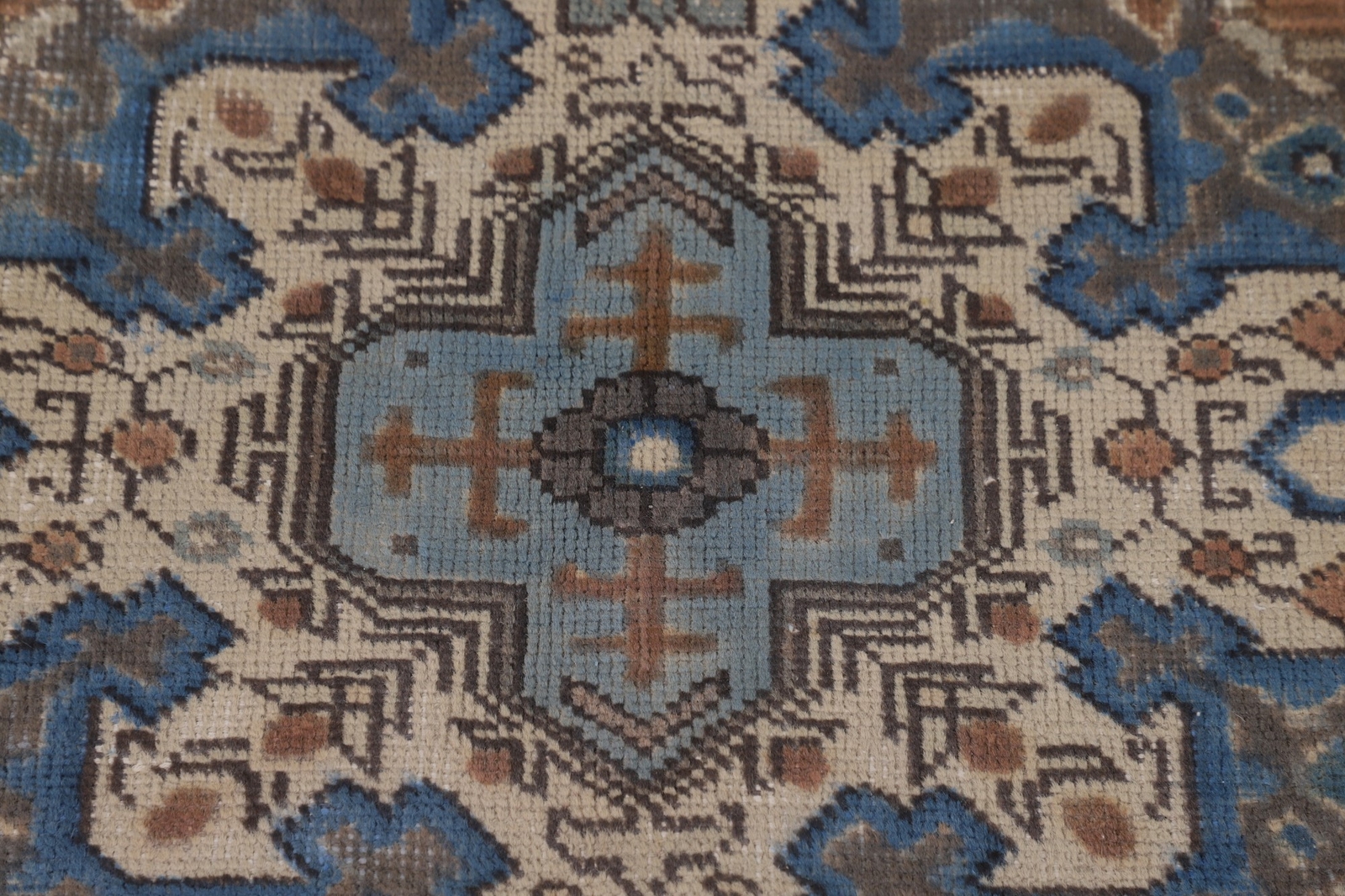 Blue Overdyed Geometric Wool Traditional Living Room Rug 9×13 Handmade Carpet