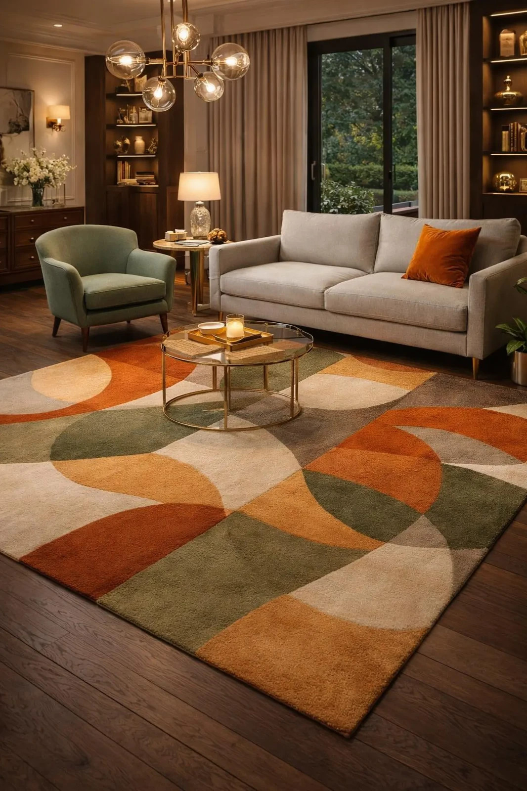 Luxury Hand Tufted Abstract Area Rug – Modern Geometric Wool Living Room Carpet