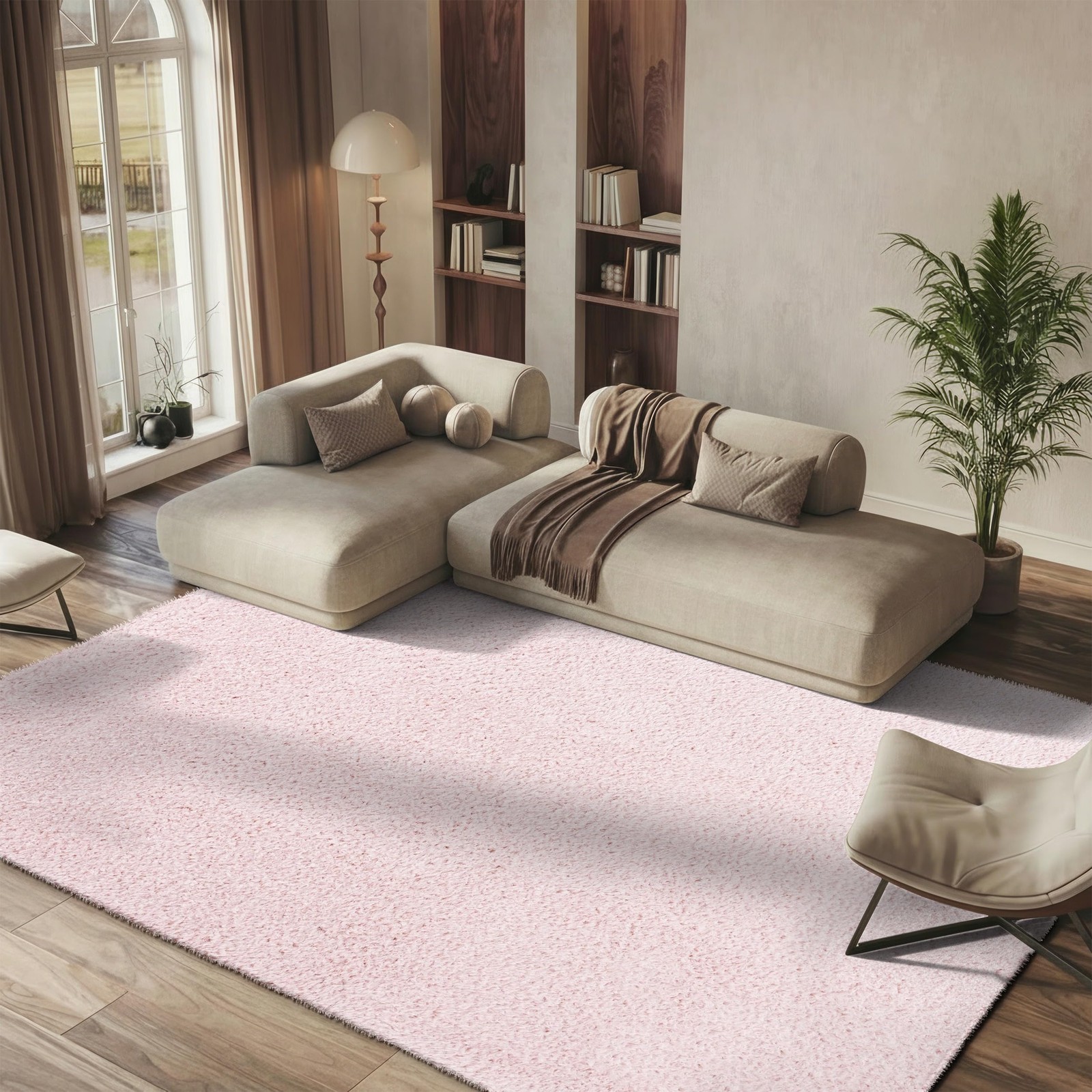 New SAFAVIEH Madrid Shag Collection Area Rug – 5’3″ x 7’6″, Blush, Solid Design