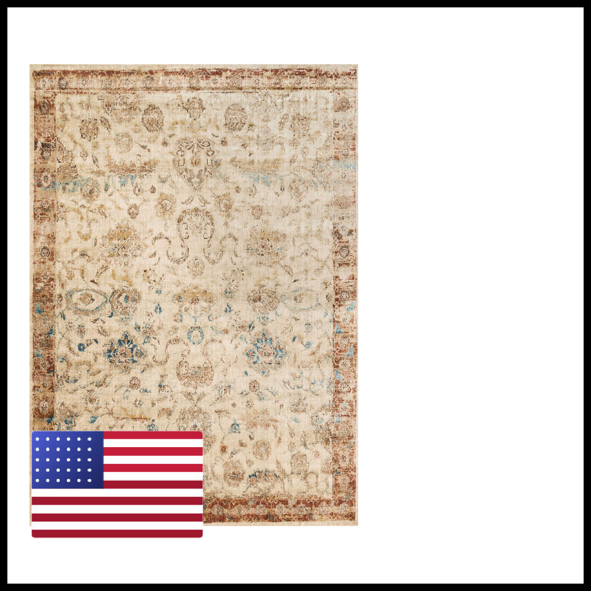 Loloi Af-04 Anastasia Collection Distressed Area Rug 2-7 X4 Ant. Ivory/Rust