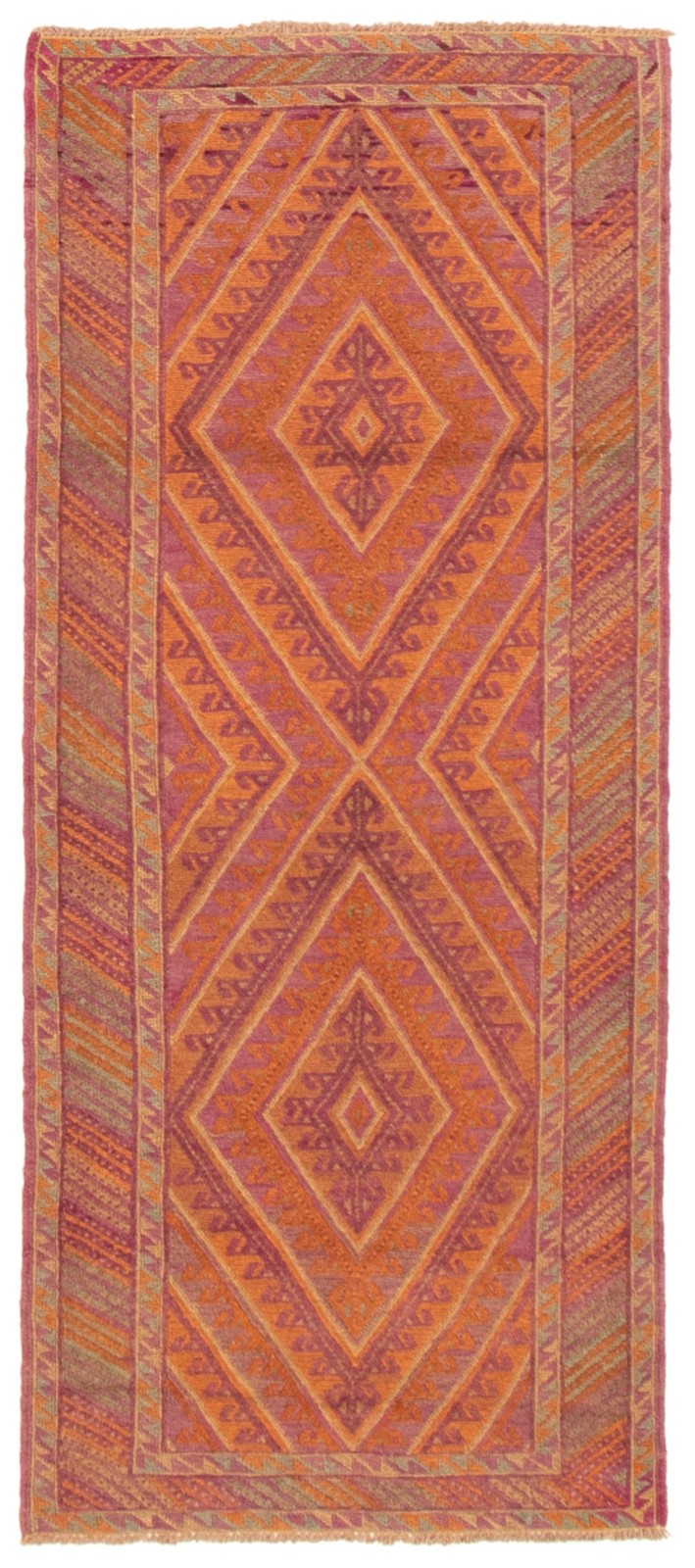 Vintage Geometric Area Rug 2’9″ x 6’5″ Traditional Hand-Knotted Wool Carpet