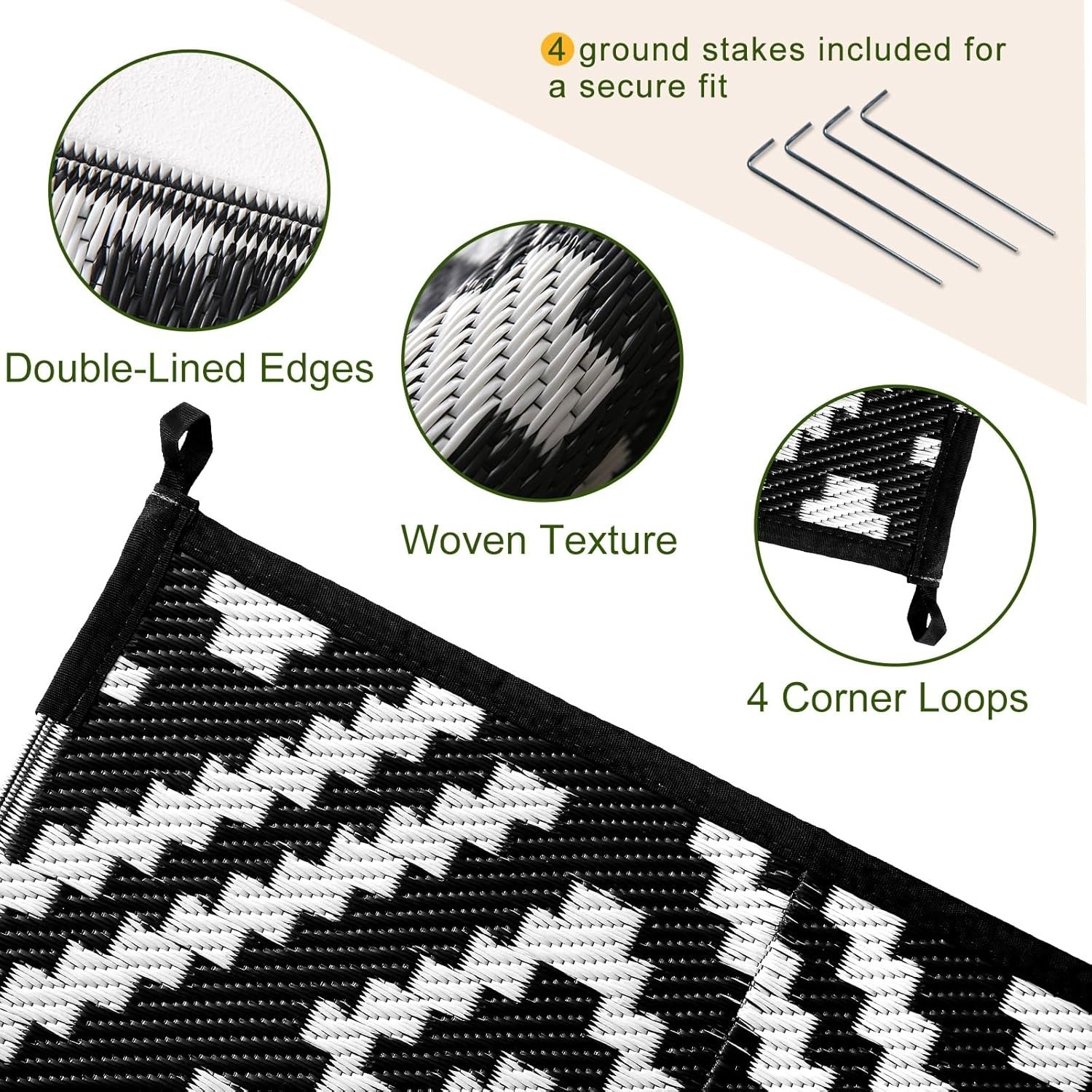 Outdoor Rug 5×7 Ft, Waterproof Outdoor Plastic Straw Rug for Patio, Reversibl…