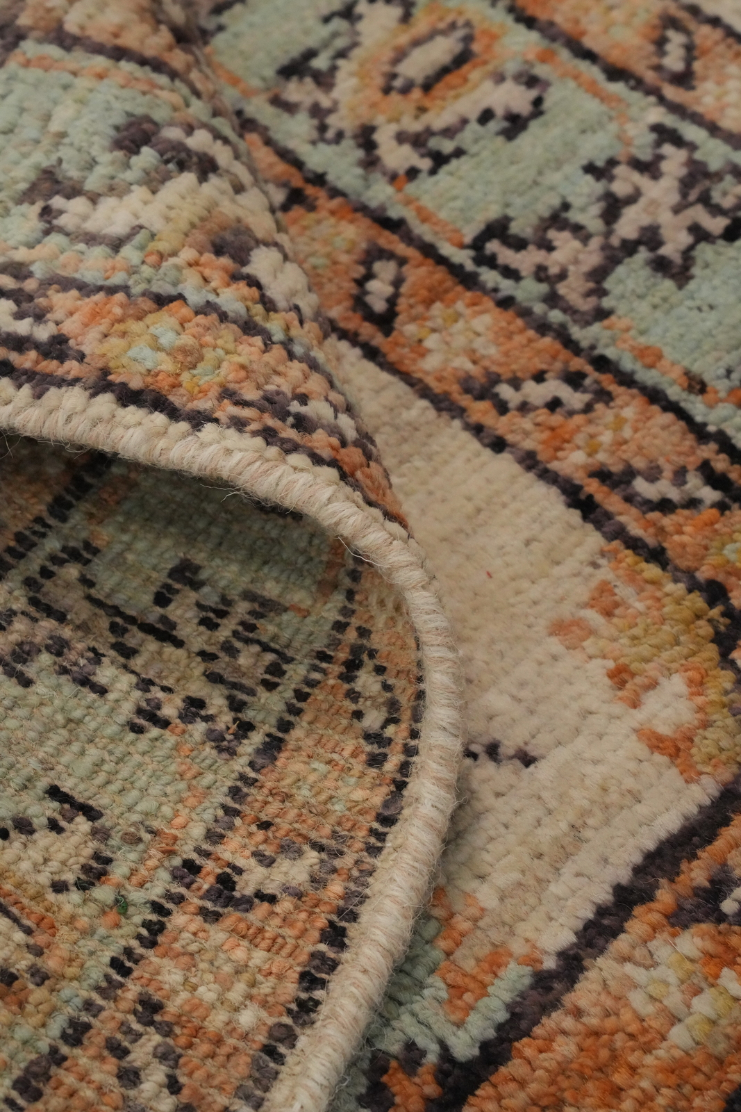 Vegetable Dye Oushak Turkish Hand-knotted Wool Rug for Foyer 2×3 ft