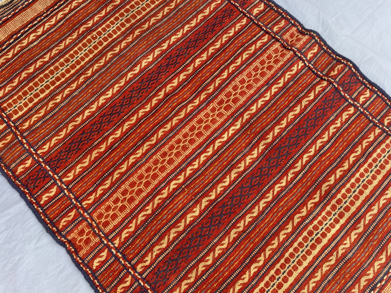 3’3 x 5 Ft Afghan Kilim Rug Tribal Striped Flatweave Carpet Handmade Wool Rustic