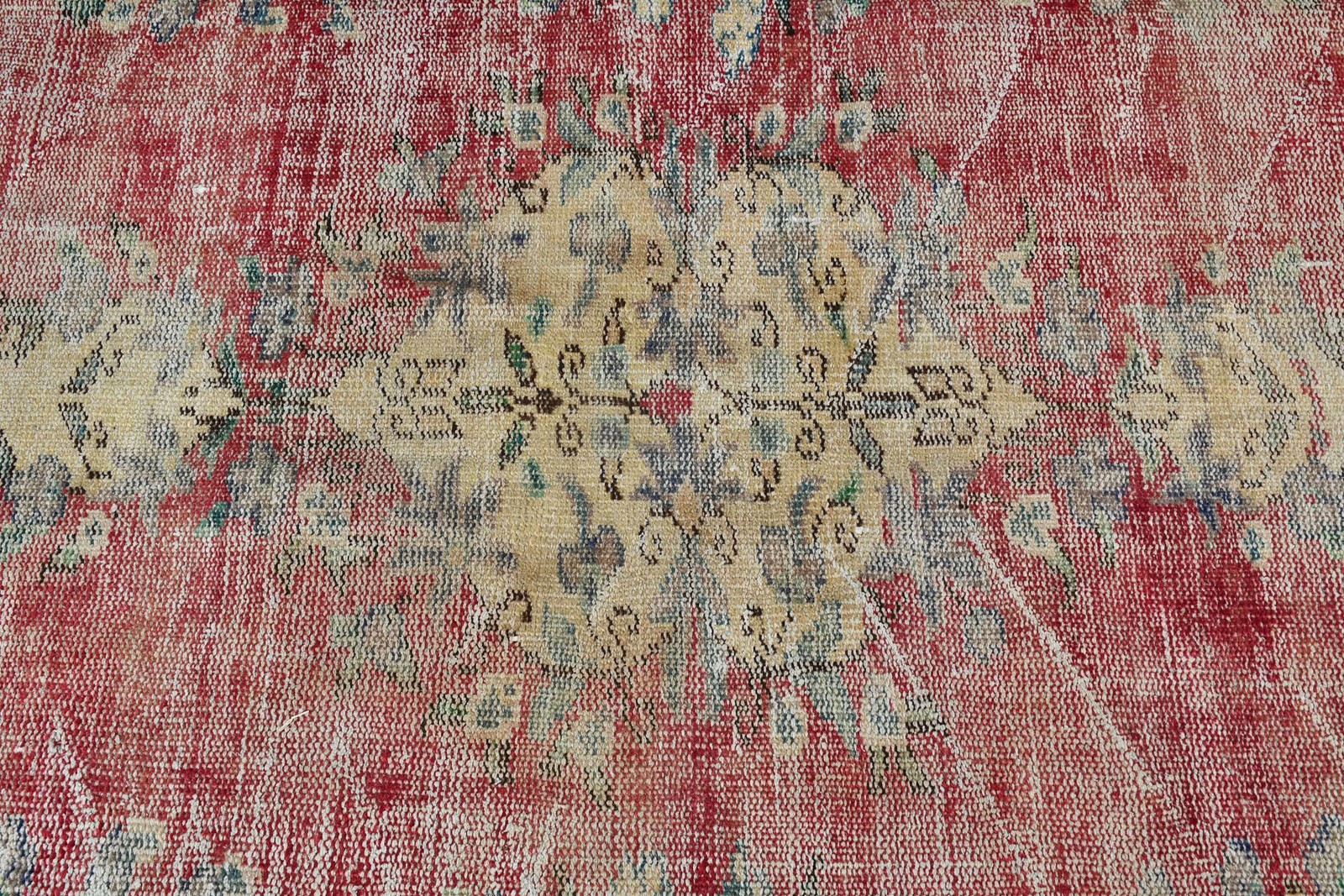 Turkish Large Rug, 6,3×9,1 ft Vintage Rug, Red Floral Wool Rug