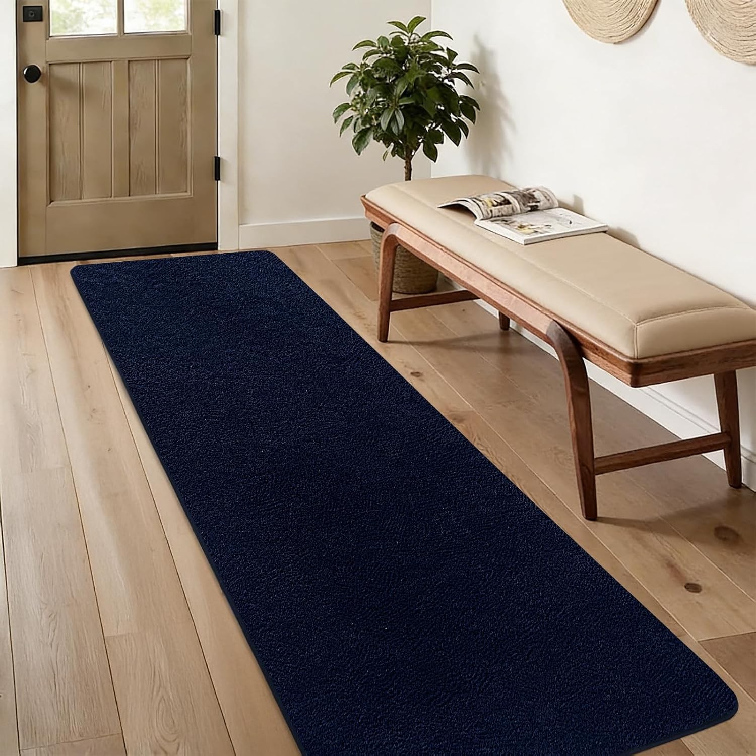 Runner Rugs for Bedroom Living Room, 2X6 Feet Ultra Soft Navy Blue Runner Rug Th