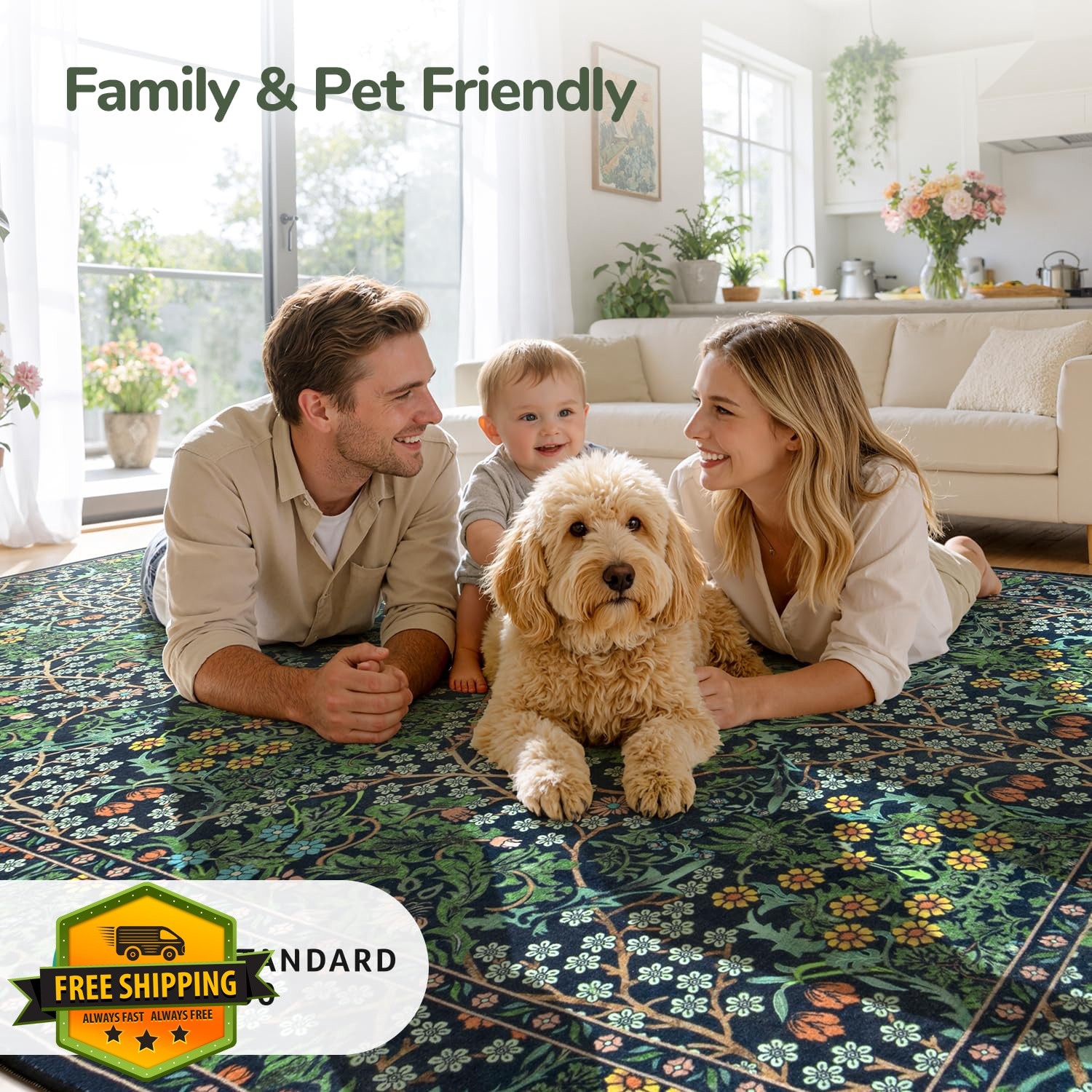 Lessymo Forest Green Rug 8×10