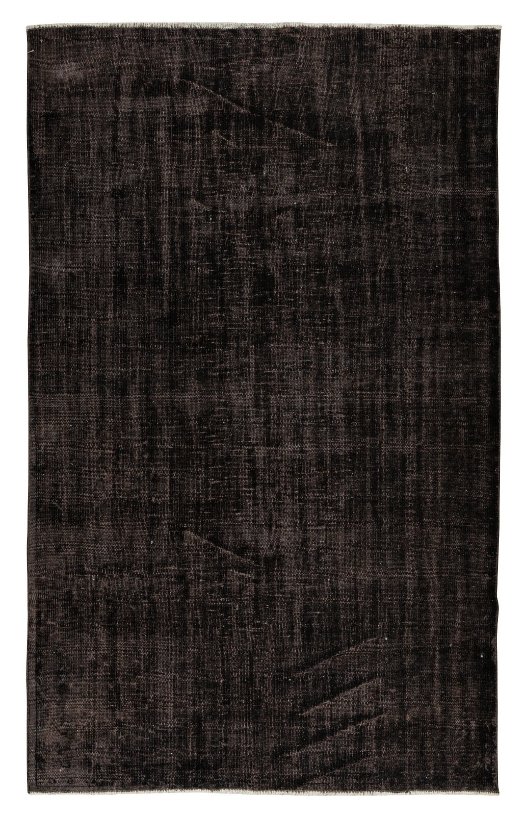 5.5×8.7 Ft Contemporary Vintage Area Rug Overdyed in Black, Handmade in Turkey