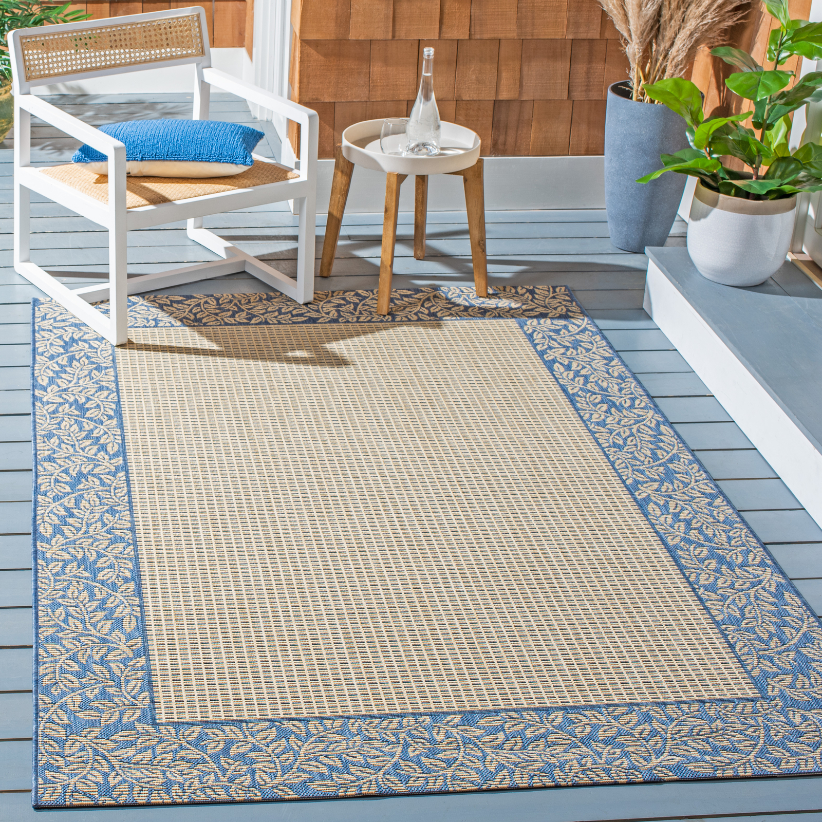Safavieh Indoor / Outdoor Natural / Blue Area Rugs – CY0727-3101