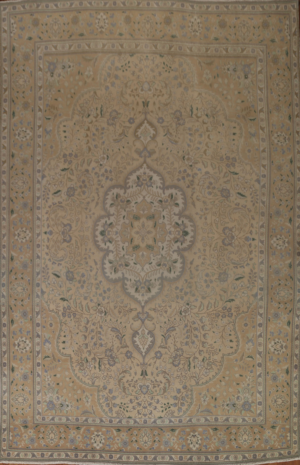 Hand-made Beige/ Gold Traditional Floral Living Room Area Rug 10×13 Carpet