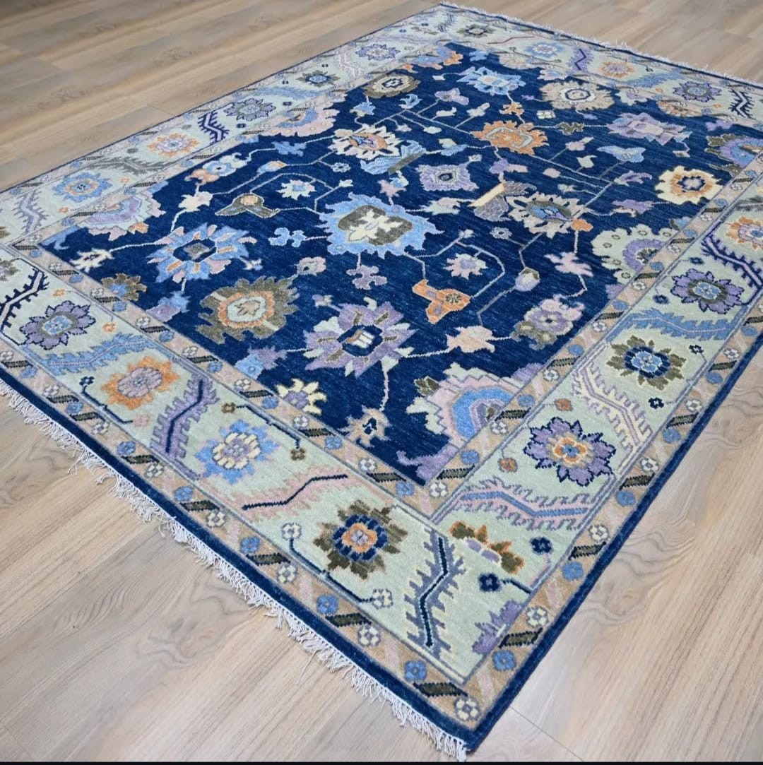 Turkish Oushak Hand knotted 100% Wool Flat Piled