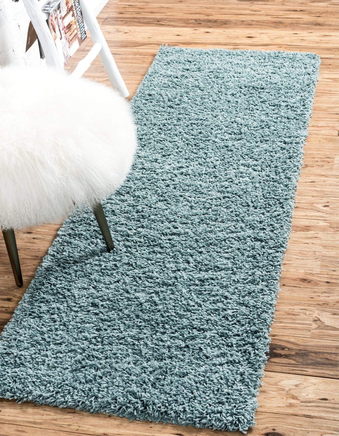 Light Slate Blue Solid Shag Runner Rug 2×7 Soft Luxurious Cozy Carpet