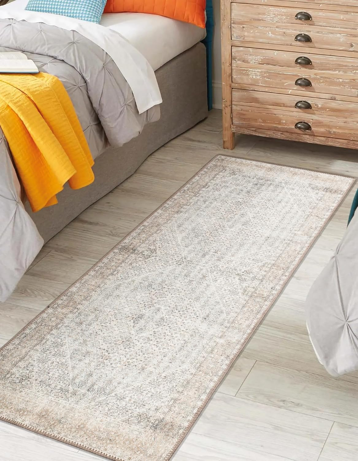 30″x144″ Vintage Runner Rug – Machine Washable, Non-Slip, Easy Clean