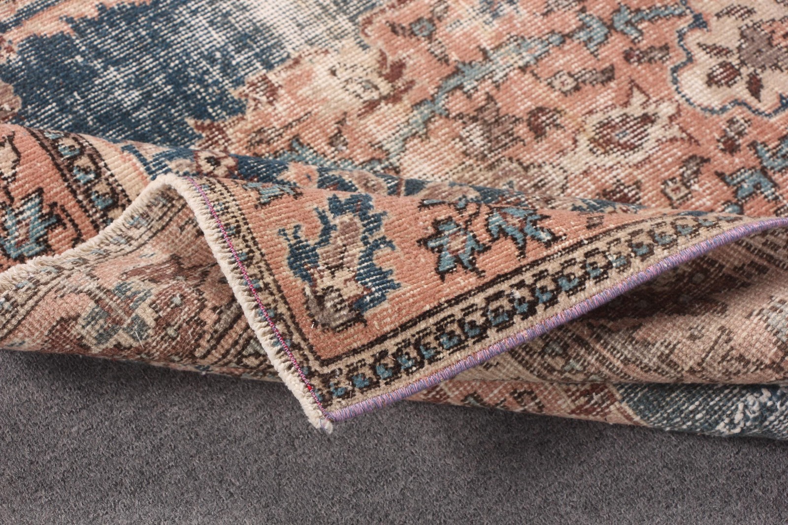 3,9×6,2 ft Area Vintage Rug, Orange Floral paisley Turkish Rug