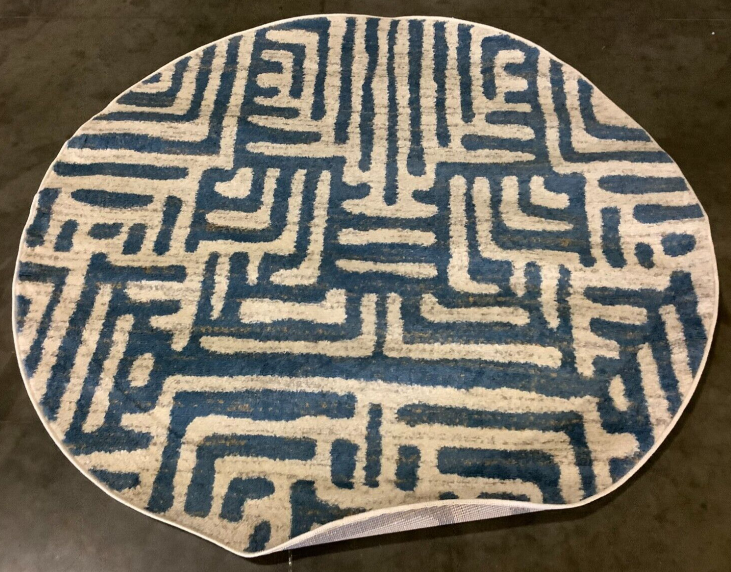IVORY /BLUE 5′-1″ X 5′-1″ Round Flaw in Rug, Reduced Price 1172664124 AMS106C-5R