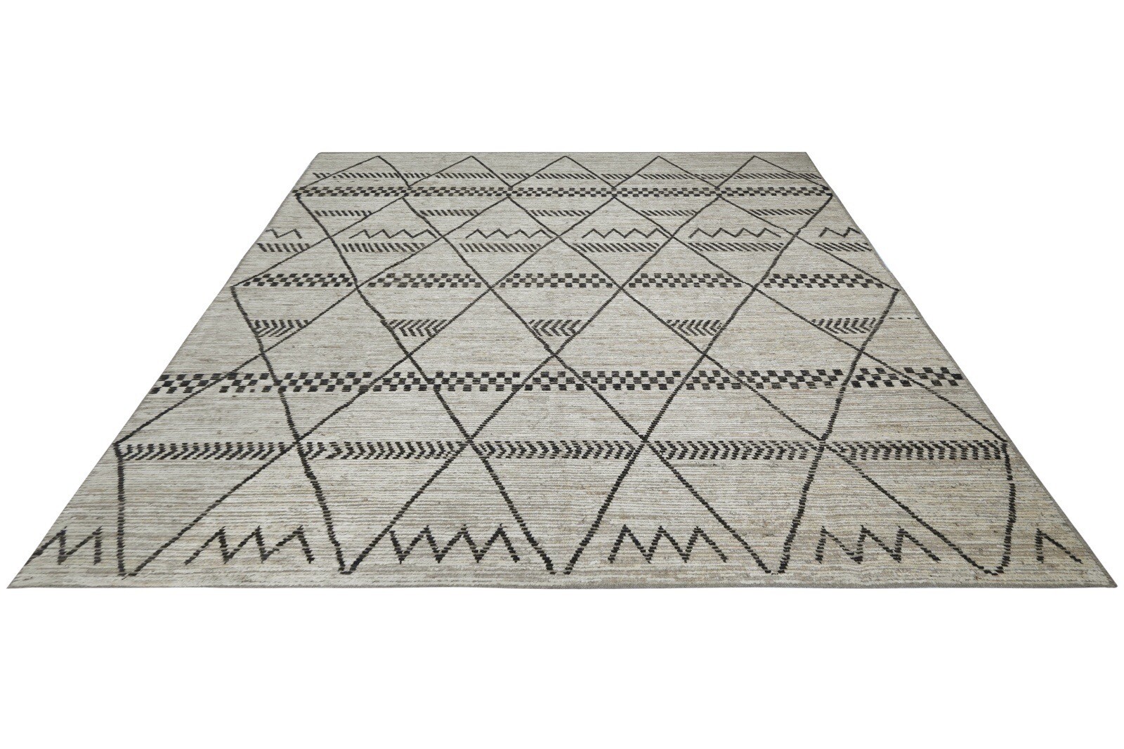 Moroccan Handmade Rug | Beni Ourain Style | 9’4”x11’6” Size | Natural wool