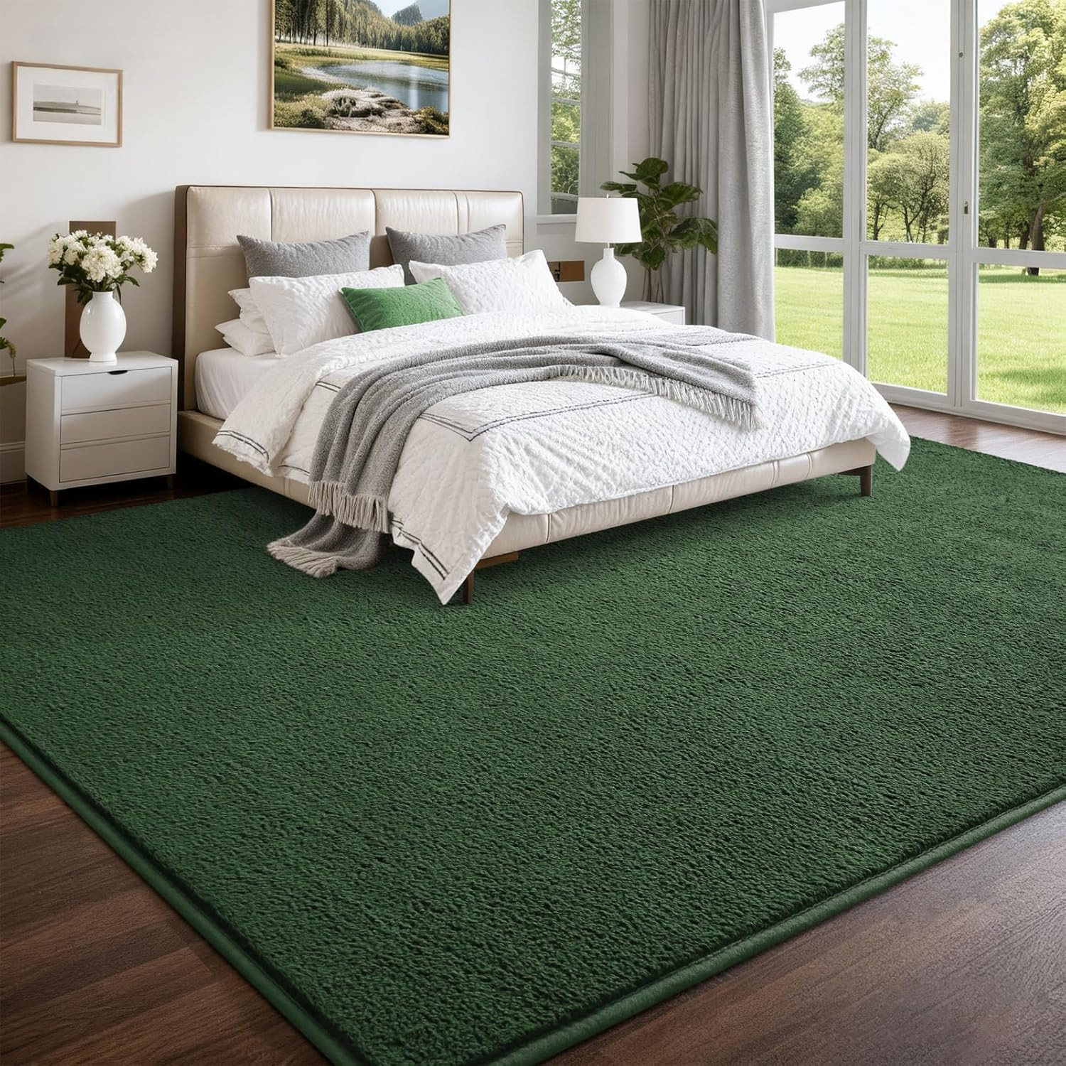 Nuttumico Large Modern Area Rugs for Bedroom Living Room, 4X6 Feet Dark Green Ru