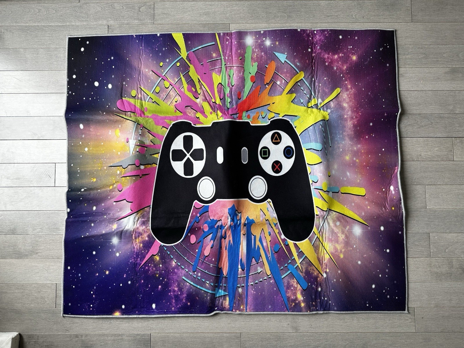 Vibrant Colorful Galaxy Themed Gaming Video Game Controller Rug Carpet NEW