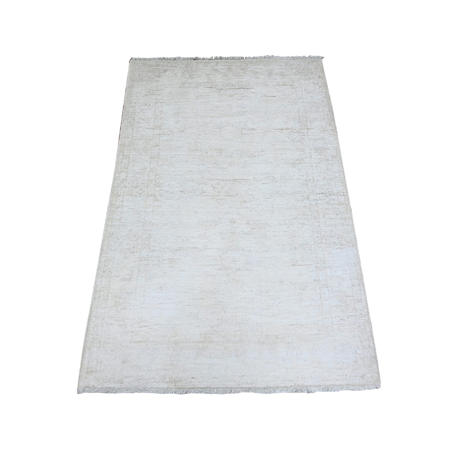 3’x4’9″ Aircraft White Peshawar with Faded Colors Wool Hand Knotted Rug R74871