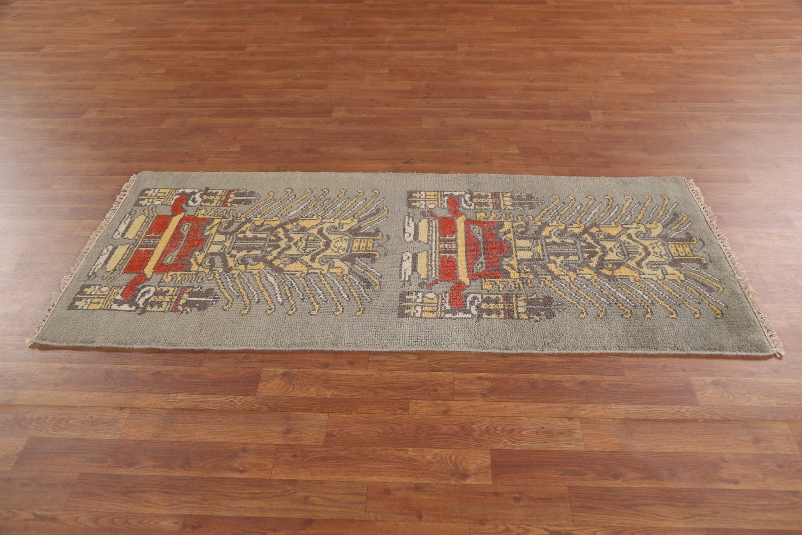 Gray Geometric Heriz Serapi 6 ft. Runner Rug Handmade Wool 5′ 11″ x 2′ 7″