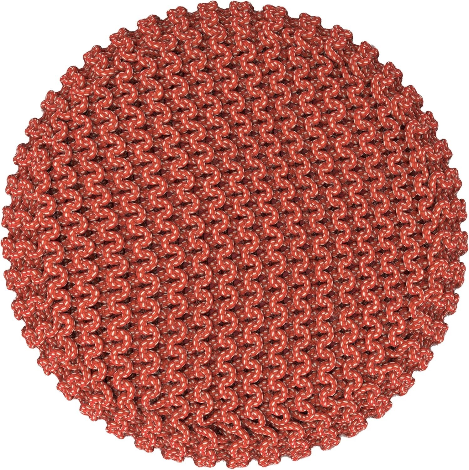 Wynne Round Knitted Pouf – 18 inch -Wide Upholstered PET Polyester Ottoman