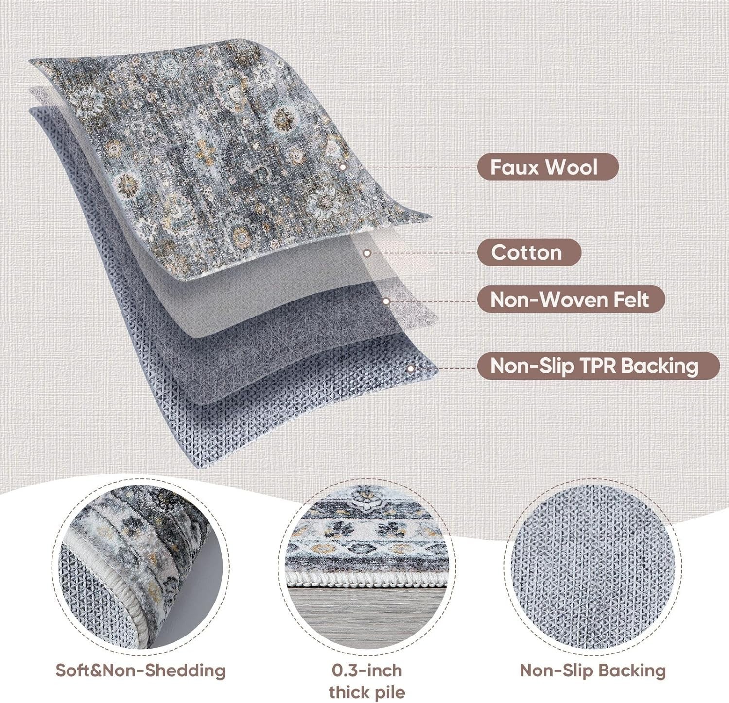 Large Living Room Area Rug – Soft & Non-Shedding