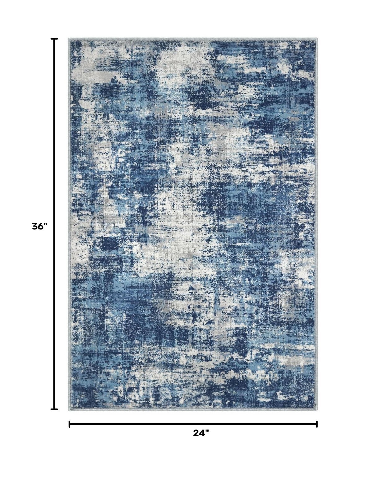 Non-Slip 2×3 Abstract Washable Entryway Rug | Thin Faux Wool Door Mat | Indoor C