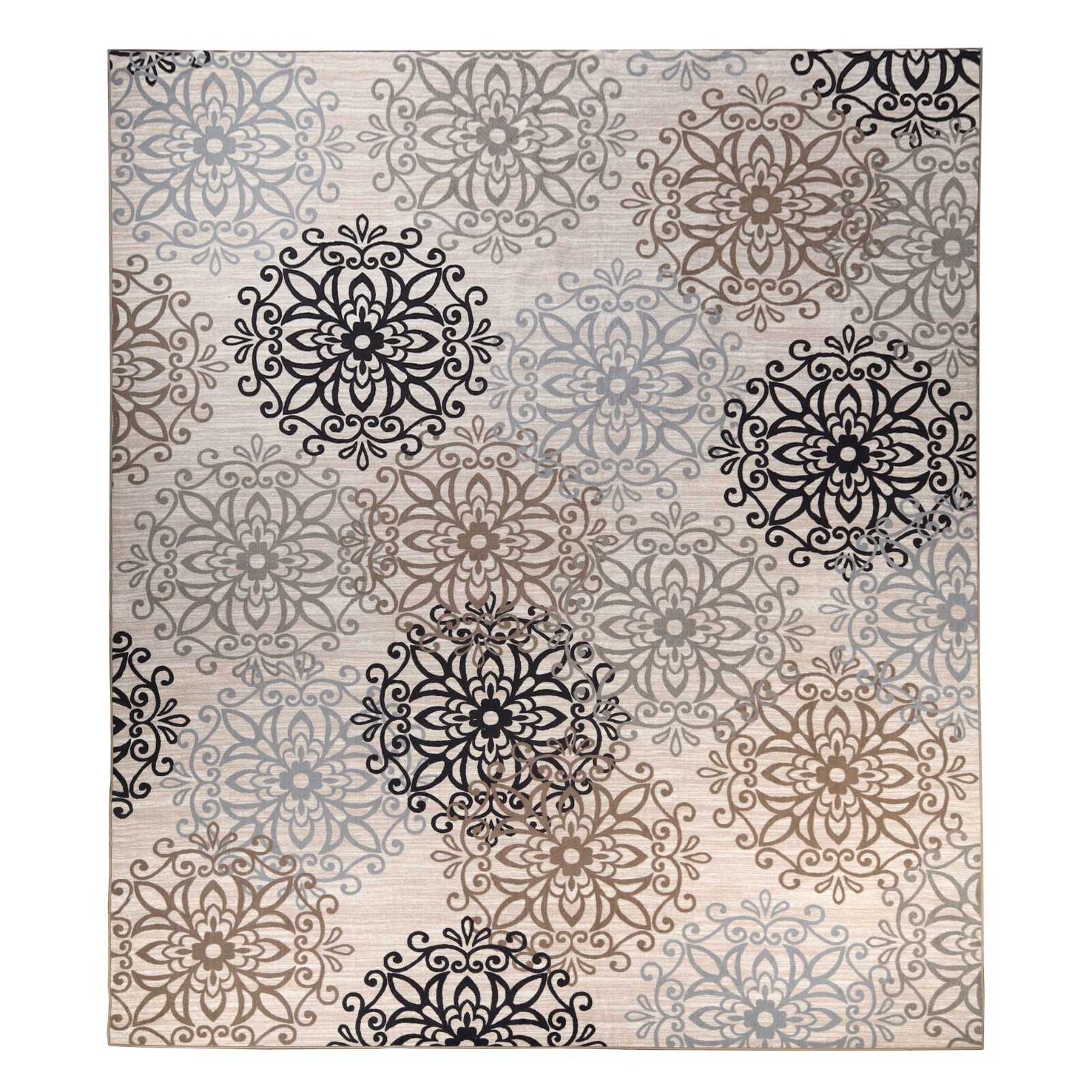Leigh Modern Floral Medallion Washable Large Indoor Area Rugs Or Runner Rug