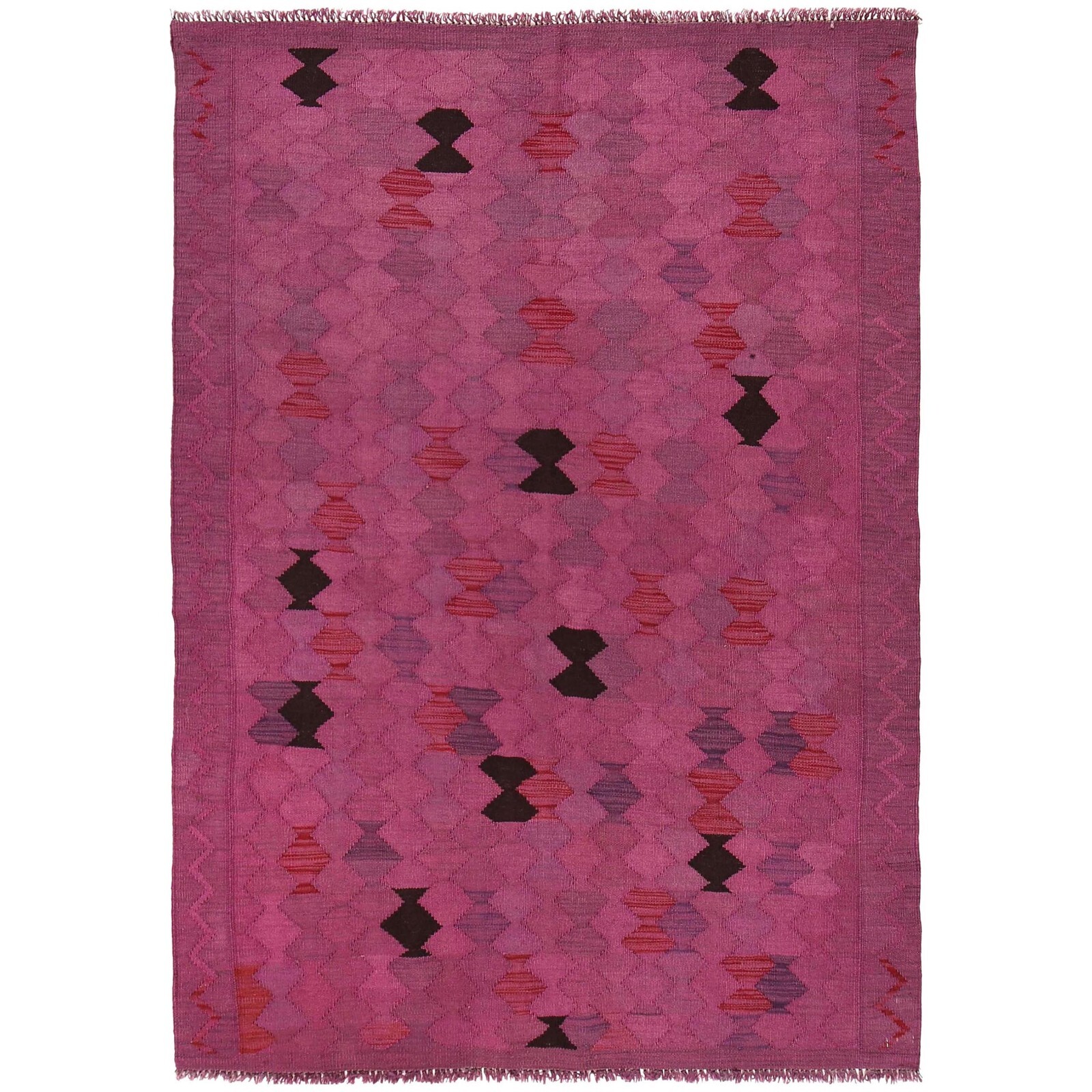 Pink Color Hand Knotted Oriental Woolen Area Rugs Kilims 4’0x5’7ft Kelims B29230