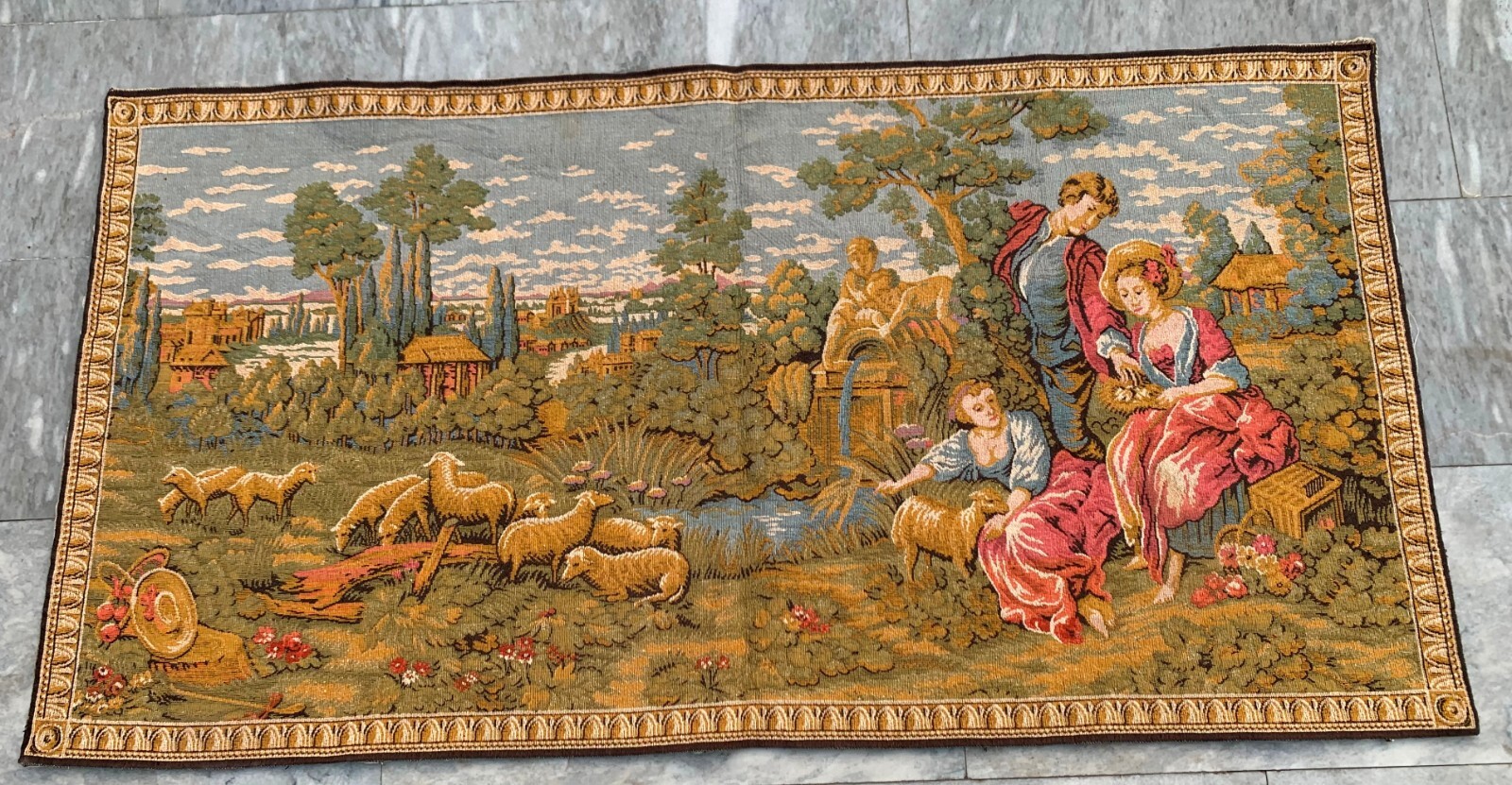 French Tapestry Vintage Pictorial Tapestry Romantic Tapestry 2×5 ft