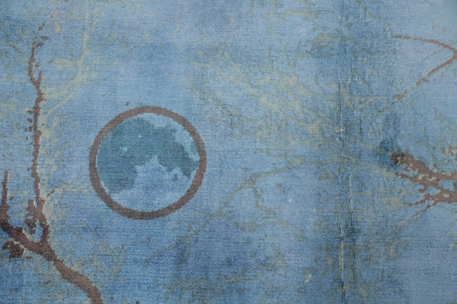 Elegant Tree Silhouette hand-knotted Room Size Area Rug 6×8 with Soft Blue Charm