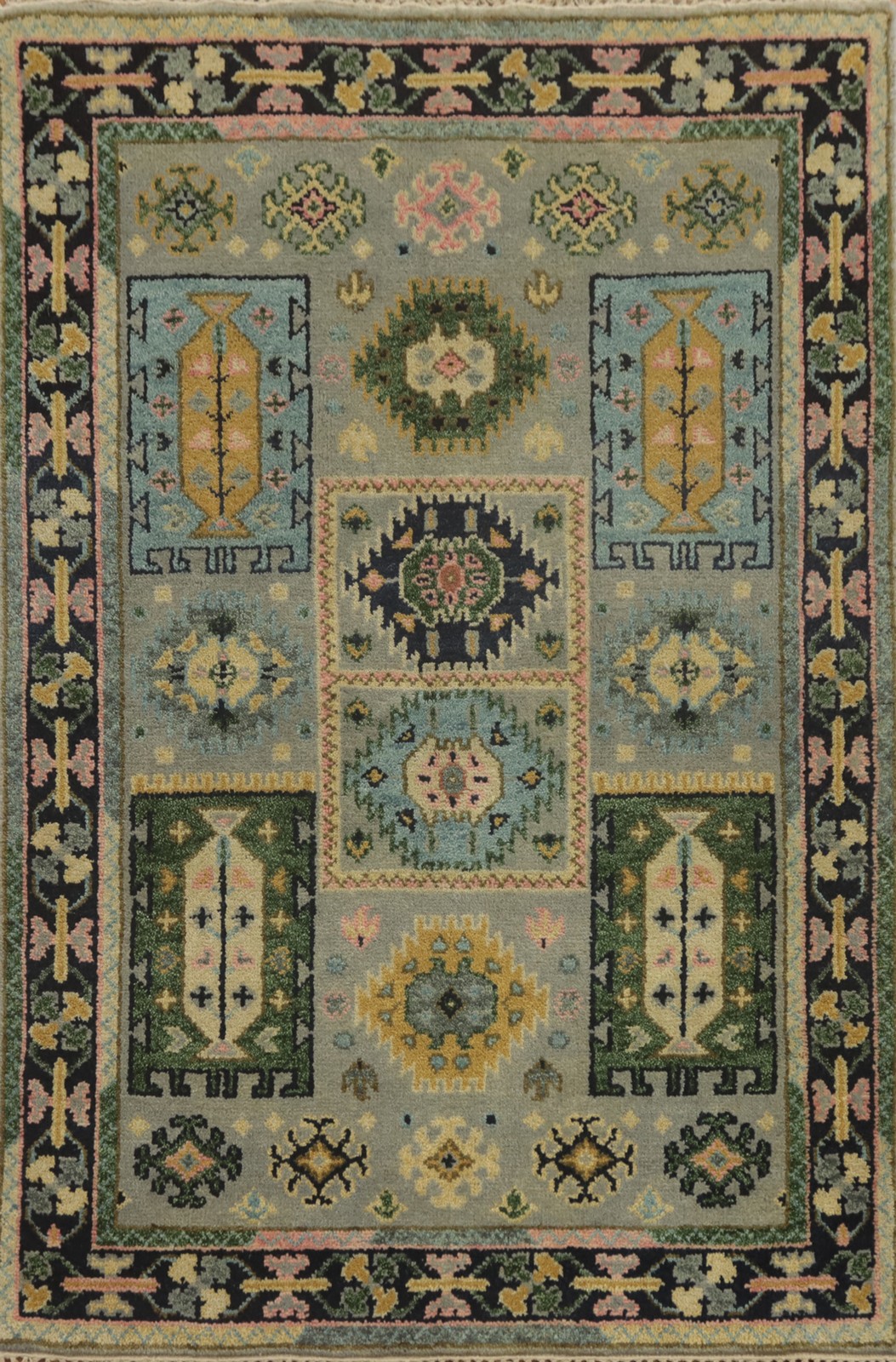 Tribal Geometric Kazak Oriental Rug Traditional Hand-made Indian Carpet 4×6