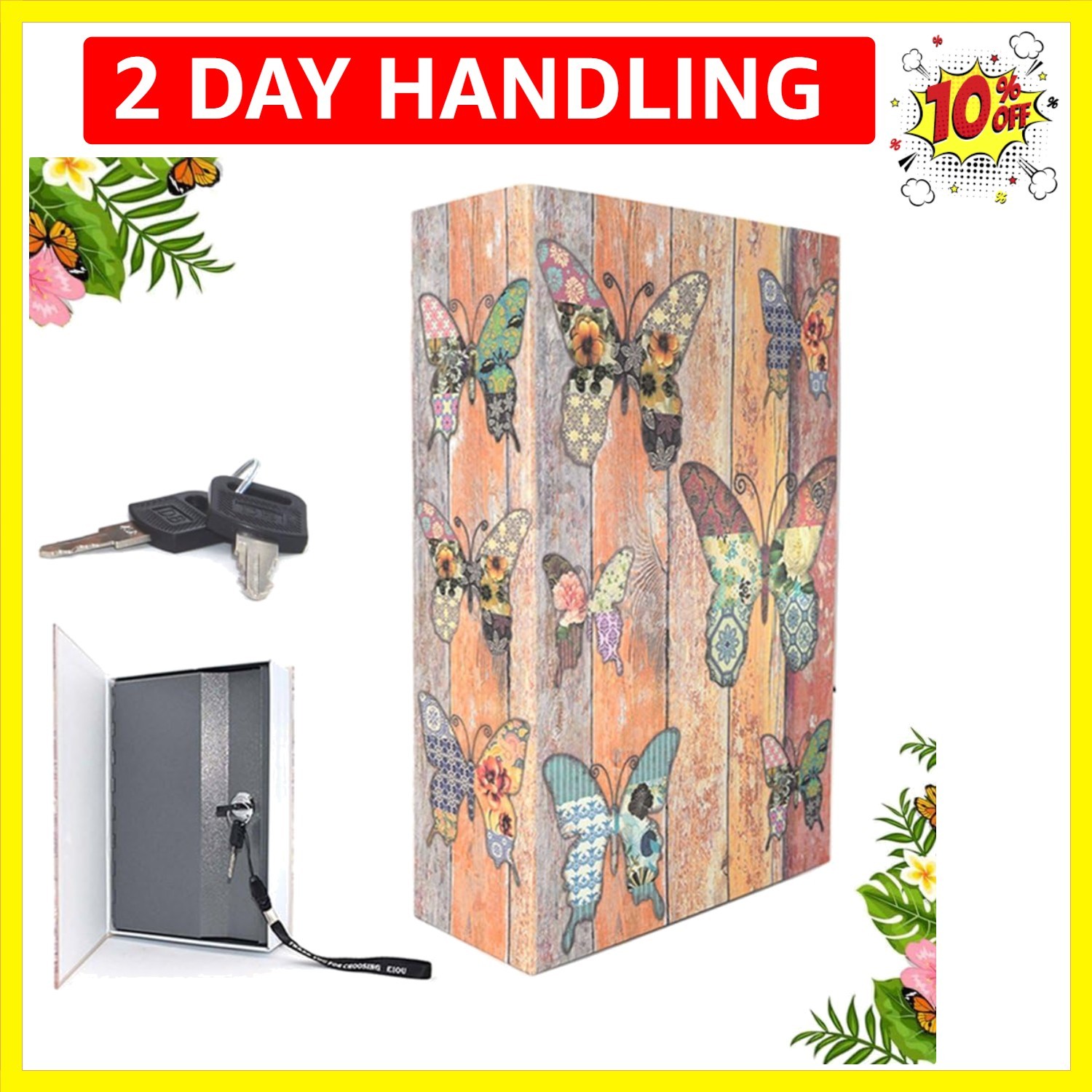 9.5″ x 6.3″ x 2.3″ & 1.4 pounds Book Safe with Key Lock, hidden safe,Metal Bu…