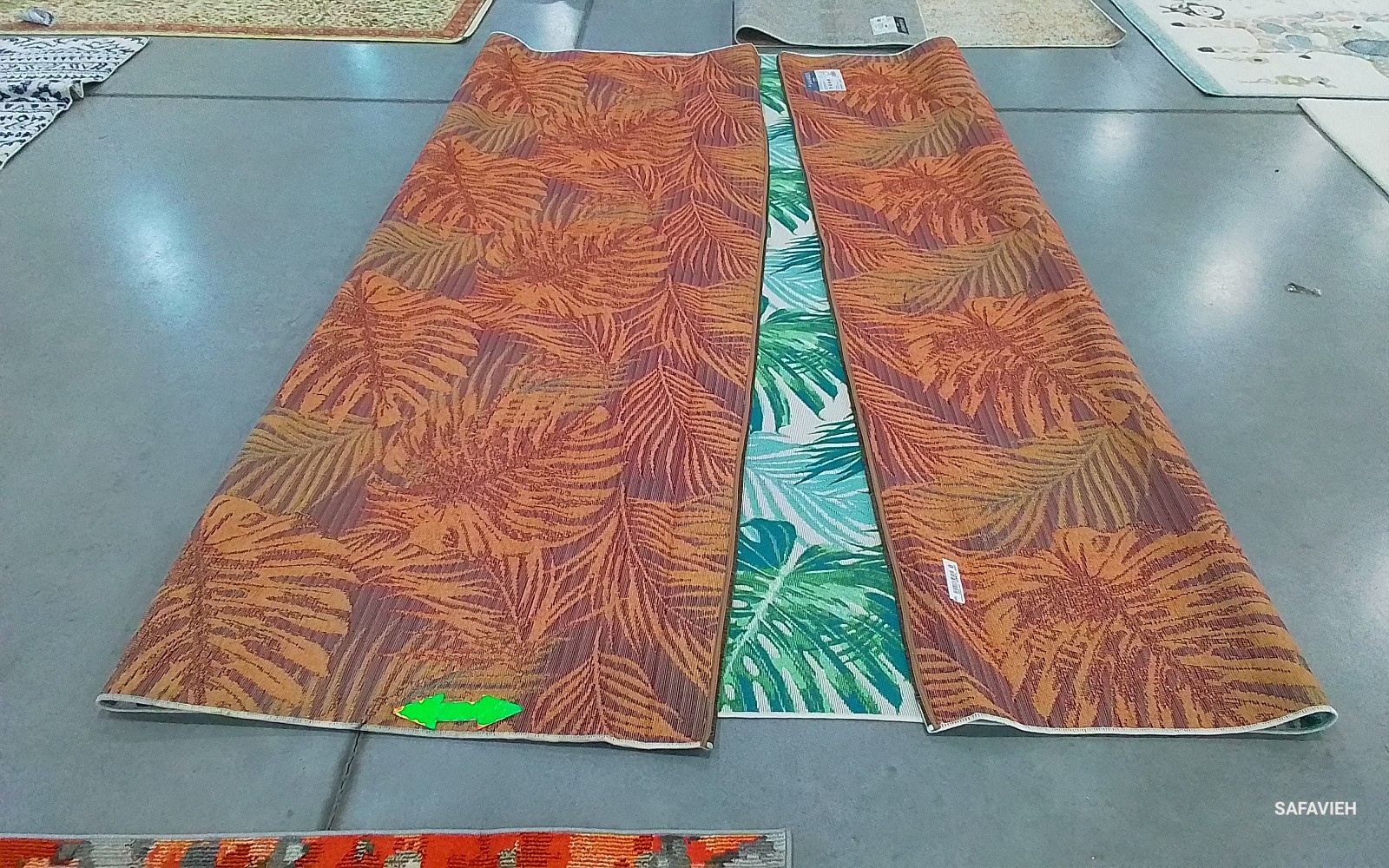 GREEN / TEAL 9′-10″ x 12′-5″ Back Stain Rug, Reduced Price 1172776647 BAR592X-9