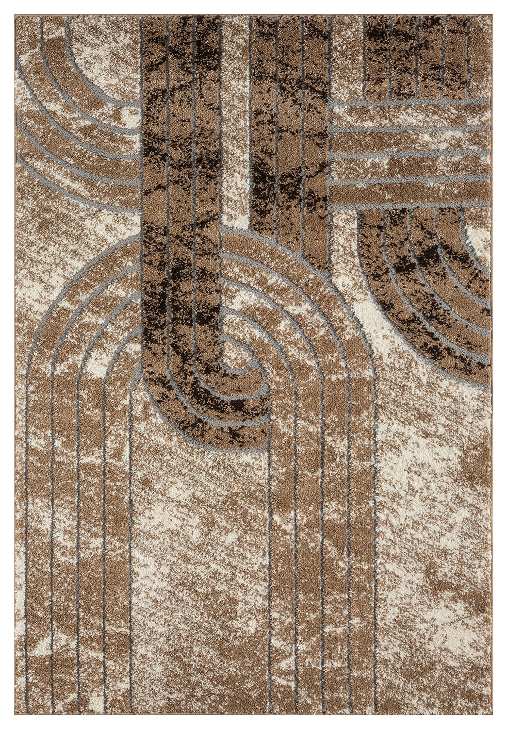 Modern Shaggy Rug Abstract Geometric Design 1523 (5×8 (5’2″x7’5″),Beige)