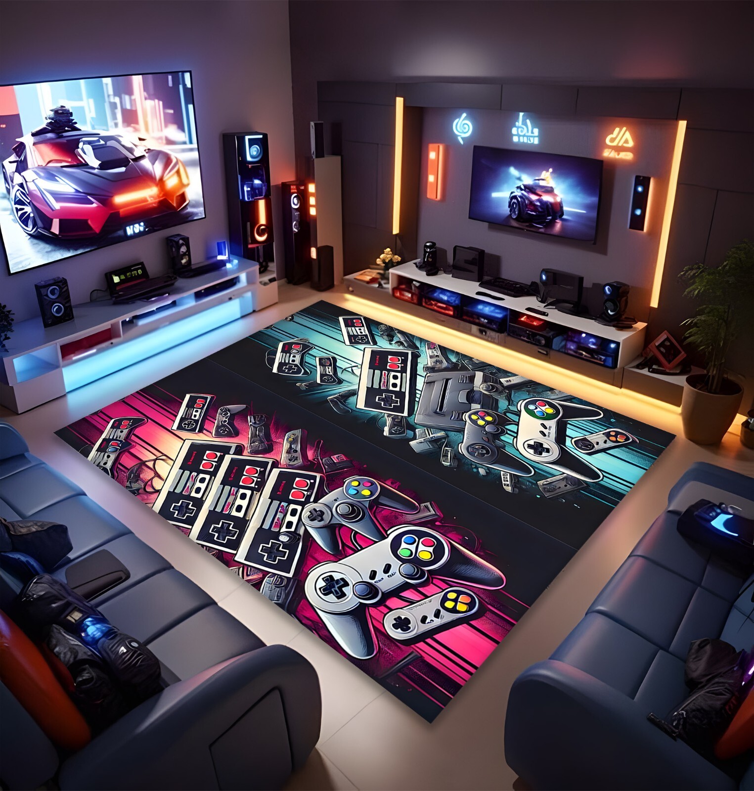 Gaming Controller Art, Retro and Modern Gamepad Decor for Gamer Room, Video Game