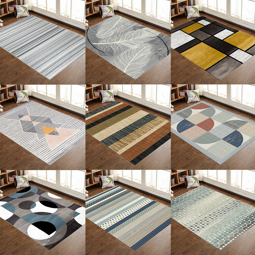 Modern Area Rugs Nonslip Soft Contemporary Velvet Floor Mat Home Room Carpet Rug