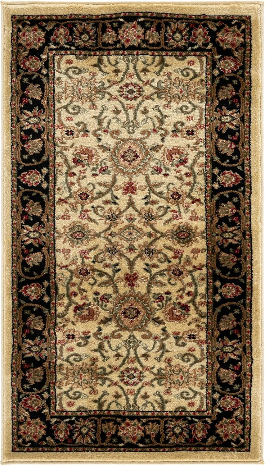 Lyndhurst Collection Accent Rug – 2’3″ X 4′, Ivory & Black, Traditional Oriental