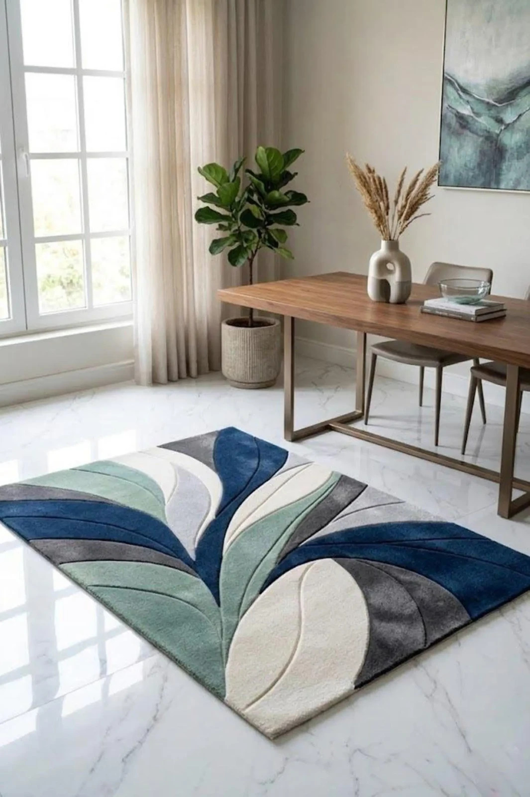 hand tufted Abstract multicolor Wool Rug, Modern Luxury Area Rug, Living Room