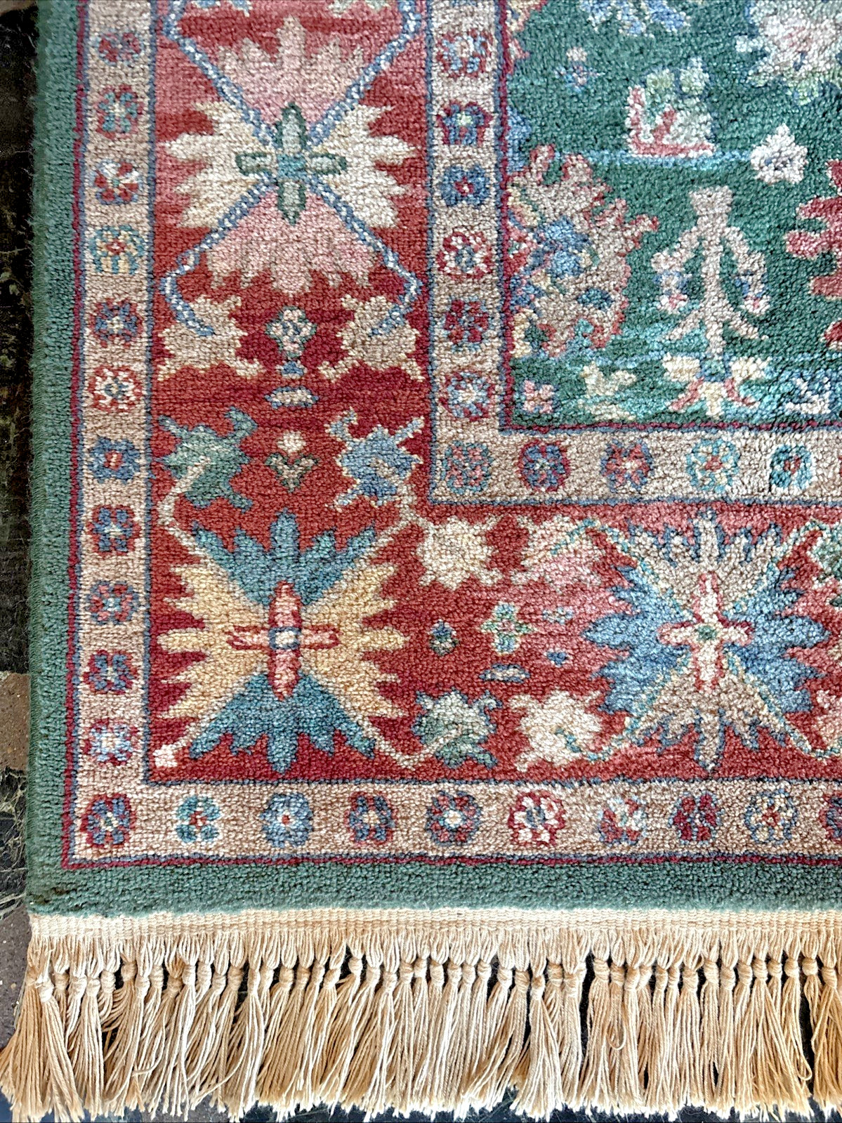 Karastan~5’9″ x 9′ “KUBA” #797 RARE VARIEGATED TEAL RUG/CARPET ~Very Fine
