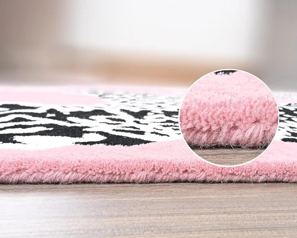 Two Climbing Leopard on Pink Surface Modern Handmade Tufted Area Rugs.