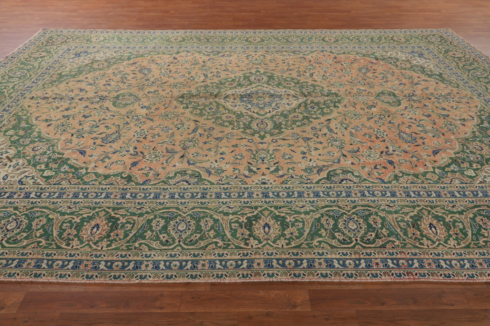 Vintage Muted Light Rust/ Green Ardakan Living Room Rug Handmade Carpet 10’x13′