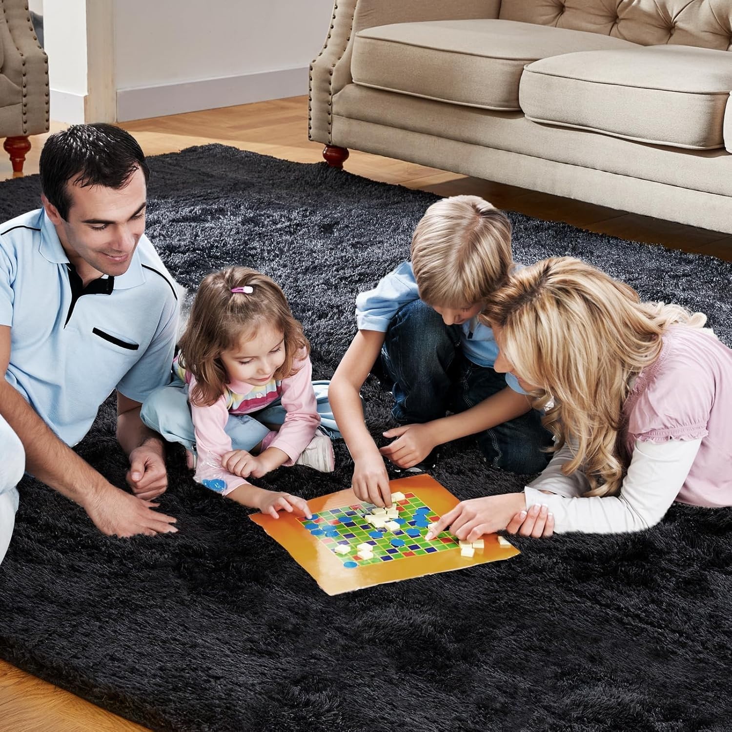 Plush Black Area Rug 5×7 – Super Soft Shaggy High Pile Comfort for Living Room
